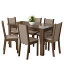 Ver imagem 2 de Conjunto Sala de Jantar Mesa Tampo de Vidro 6 Cadeiras Rustic/crema/bege Heloísa Madesa