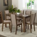 Ver imagem 1 de Conjunto Sala de Jantar Mesa Tampo de Vidro 6 Cadeiras Rustic/crema/bege Heloísa Madesa