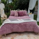 Ver imagem 5 de Cobre Leito Queen 3 Peças Manta Microfibra Zono Enxovais Violeta Canelado