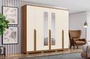 Ver imagem 1 de Guarda-roupa Andreas 06 Pts. C/ Espelho Nature/off White - Henn