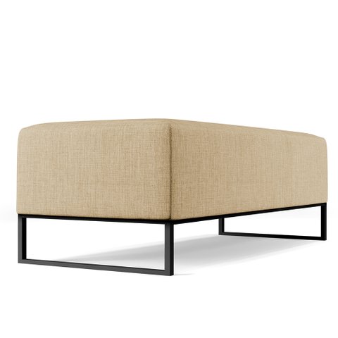 Puff Decorativo Sala de Estar Bali W01 Base Ferro 120x50 cm Linho Bege Escuro - Lyam Decor
