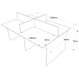 Estação de Trabalho 4 Lugares 240x120 - 4