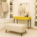 Ver imagem 2 de Banqueta Vegas Puff para Sala Quarto Closet Linho Bege