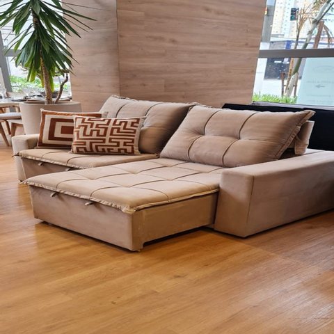 Sofá Retrátil e Reclinável 4 Lugares com Molas 2,30m Safira Veludo