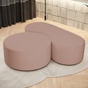 Ver imagem 1 de Kit Puff Redondo Lola e Puff Recamier Orgânico Orbit W01 Linho Rosê - Lyam Decor