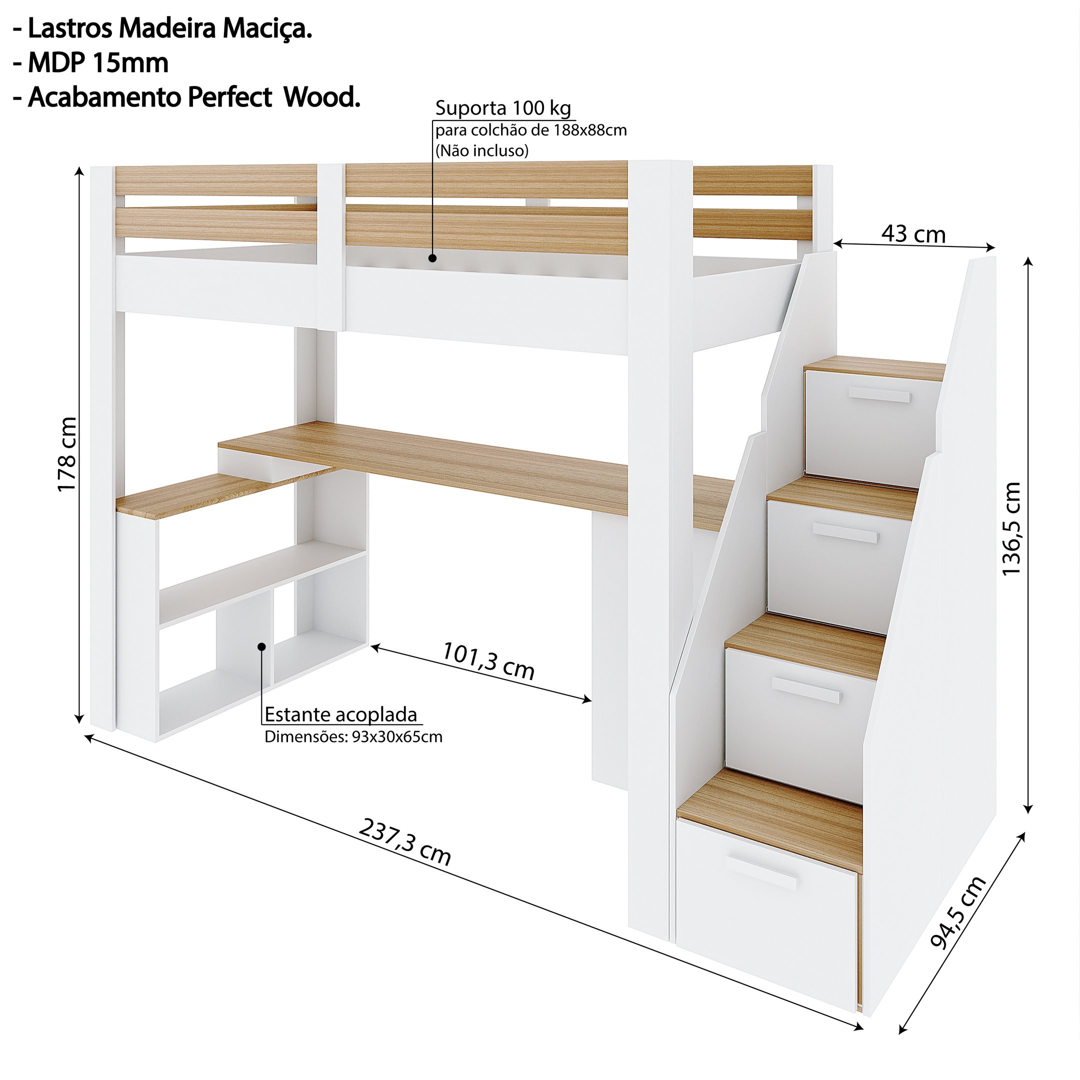 Cama Office Multifuncional Solteiro Adulto Star Plus Casatema - 10