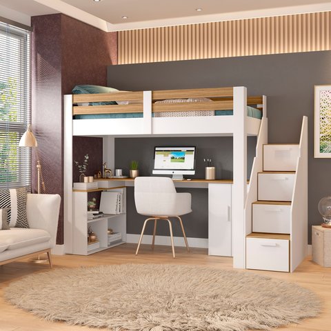 Cama Office Multifuncional Solteiro Adulto Star Plus Casatema MadeiraOriginals