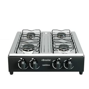 Fogão Cooktop de Mesa Portátil a Gás 4 Bocas Braslar