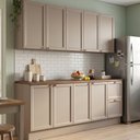 Ver imagem 1 de Cozinha Compacta Modulada 4 Peças 9 Portas e 2 Gavetas com Tampo e Pés Reguláveis 200x213x50cm Griss