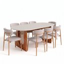 Ver imagem 3 de Conjunto de Jantar Mesa Oval Tali 210cm e 8 Cadeiras Ema CabeCasa MadeiraOriginals Off White/Prata