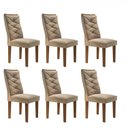 Ver imagem 1 de Conjunto 6 Cadeiras para Sala de Jantar Estofadas MDF Chocolate Germany