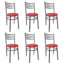 Ver imagem 1 de Kit Conjunto 6 Cadeiras para Cozinha Mesa Jantar Bar Lanchonete Restaurante Preta Estofado Vermelho