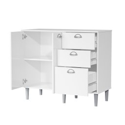 Balcão Armario Star Cozinha 2 Portas com 1 Gavetão e 2 Gavetas:Freijó/Off White - 3