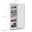 Ver imagem 4 de Sapateira Diamante 2 Portas de Correr e 20 Prateleiras com Diferentes Níveis Yescasa