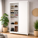 Ver imagem 1 de Sapateira Diamante 2 Portas de Correr e 20 Prateleiras com Diferentes Níveis Yescasa Branco
