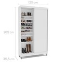 Ver imagem 3 de Sapateira Diamante 2 Portas de Correr e 20 Prateleiras com Diferentes Níveis Yescasa Branco