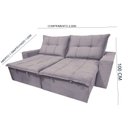 Ver imagem 3 de Sofá Retrátil e Reclinável 4 Lugares com Molas 230cm Safira Veludo Pillow Marrom Claro