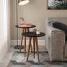 Conjunto de Mesa de Canto Lateral Decorativa para Sala de Estar Pés de Madeira Slim Preto - 1