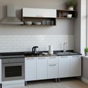 Ver imagem 7 de Armário de Cozinha Compacta 150cm com Armário e Balcão 4 Portas 1 Gaveta Bco05 Lâmina Mel/branco