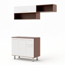 Ver imagem 3 de Armário de Cozinha Compacta 150cm com Armário e Balcão 4 Portas 1 Gaveta Bco05 Lâmina Mel/branco