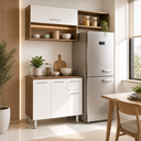 Ver imagem 2 de Armário de Cozinha Compacta com Aéreo 4 Portas 1 Gaveta BCO05-362 Mel/Branco - BRV Móveis