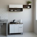 Ver imagem 5 de Armário de Cozinha Compacta 150cm com Armário e Balcão 4 Portas 1 Gaveta Bco05 Lâmina Mel/branco
