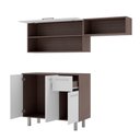 Ver imagem 4 de Armário de Cozinha Compacta 150cm com Armário e Balcão 4 Portas 1 Gaveta Bco05 Lâmina Mel/branco