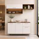 Ver imagem 3 de Armário de Cozinha Compacta com Aéreo 4 Portas 1 Gaveta BCO05-362 Mel/Branco - BRV Móveis
