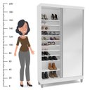 Ver imagem 3 de Sapateira Diamante 2 Portas de Correr com Espelho e 20 Prateleiras Ajustáveis Yescasa