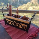 Ver imagem 5 de Porta Talher e Utensílios Ferro e Madeira - Mesa Posta - Decoração