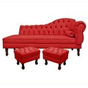 Ver imagem 1 de Divã Recamier Namoradeira C/Capitonê+ 02 Puffs-Ecotec Decor