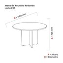 Ver imagem 3 de Mesa Reunião Redonda MRR1100P25PP Cinza e Preto