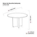 Ver imagem 3 de Mesa Reunião Redonda MRR1100P25PP Cinza e Preto