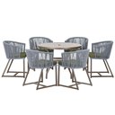 Ver imagem 1 de Mesa e 6 Cadeiras Jantar Noronha Marrom E13 Trama Original Prata