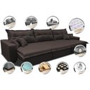 Ver imagem 3 de Sofá Retrátil e Reclinável 3.82m com Molas Ensacadas Cama inBox Prime Tecido Linho Marrom