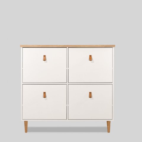 Sapateira de Parede Nala 4 Portas Madeira/branco