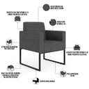 Ver imagem 6 de Kit 4 Poltronas Decorativa Sala e Recepção Base Fixa Metal Helô L02 Linho Cinza Escuro - Lyam