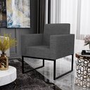 Ver imagem 4 de Kit 4 Poltronas Decorativa Sala e Recepção Base Fixa Metal Helô L02 Linho Cinza Escuro - Lyam