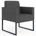 Ver imagem 5 de Kit 4 Poltronas Decorativa Sala e Recepção Base Fixa Metal Helô L02 Linho Cinza Escuro - Lyam