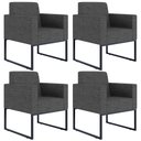 Ver imagem 1 de Kit 4 Poltronas Decorativa Sala e Recepção Base Fixa Metal Helô L02 Linho Cinza Escuro - Lyam