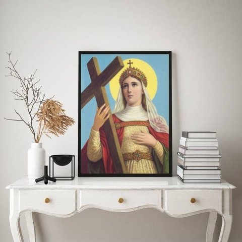 Quadro Decorativo Santa Helena 33x24cm - com Vidro:madeira Preta