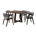 Ver imagem 1 de Mesa Jantar Isabela 1,2m Freijó Pés Castanho 4 Cadeiras Gabriela Madeira Restaurante - Cinza Linho
