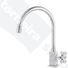Torneira de Cozinha de Mesa Bancada Quadrada Metal Bica Móvel Alta 1/4 V com Arejador Cruzeta C52 - 2