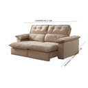 Ver imagem 3 de Sofá Retrátil e Reclinável 3 Lugares com Molas 2,10m Carrancas Veludo Pillow 20cm Bege Areia