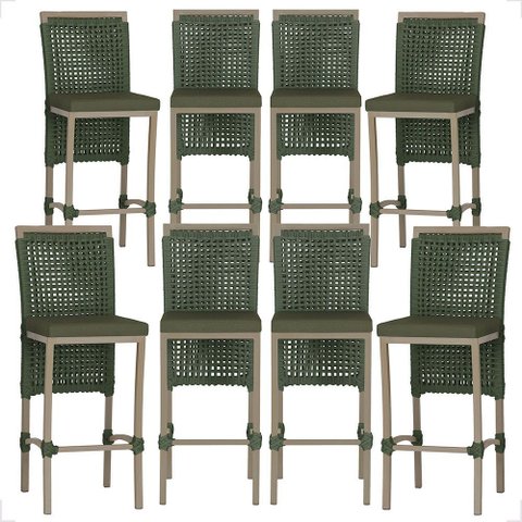 8 Banqueta em Alumínio Roma Fendi Corda Náutica Tecido 13