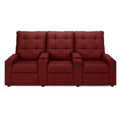 Poltrona Reclinável para Cinema Parma 3 Lugares Baú Usb Veludo Vermelho Fh1 - D'Rossi