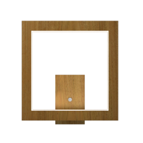 Arandela Quadrada LED 8w 2700k 40x40cm em Madeira - Freijó