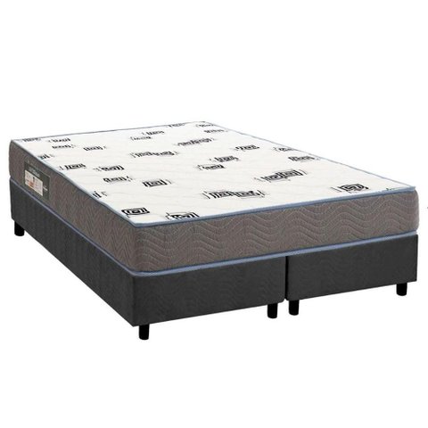 Conjunto Box Queen: Colchão Espuma Ortobom D33 Light Saúde + Base Crc Suede Gray (158x198)