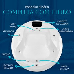 Banheira Redonda Siberia Completa com Hidro em Acrílico - 127v - 4