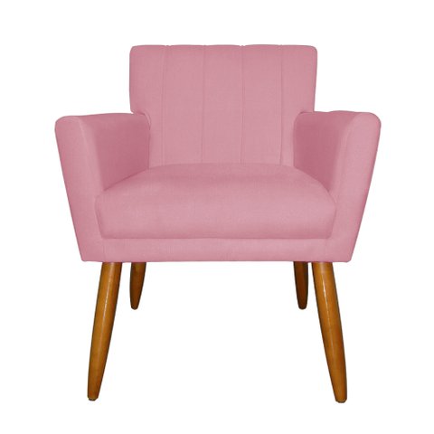 Poltrona Camila Estofada para Sala de Espera - Suede - Sv Decor:rosa